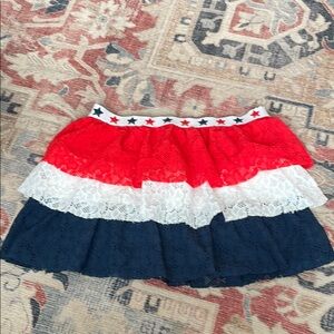 Patriotic Lace Red White Blue Girls Skirt